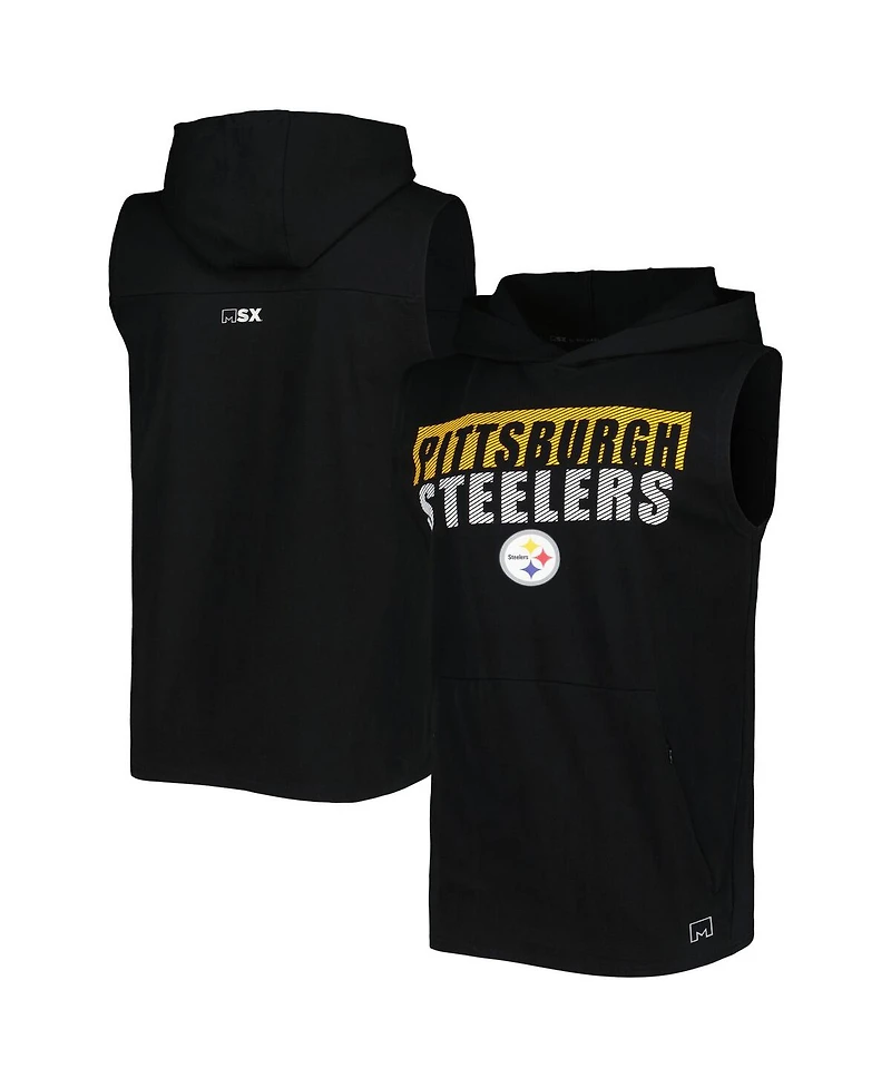 Men's Msx by Michael Strahan Black Pittsburgh Steelers Relay Sleeveless Pullover Hoodie