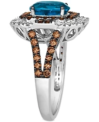 Le Vian Deep Sea Blue Topaz (1-3/4 ct. t.w.) & Diamond (1-1/4 ct. t.w.) Halo Ring in 14k White Gold