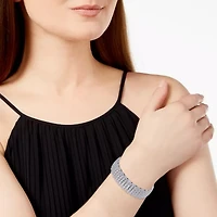 Sterling Silver with Colored Cubic Zirconia Wide Elegant Bracelet