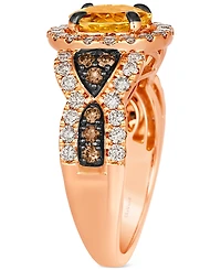 Le Vian Cinnamon Citrine (1-7/8 ct. t.w.) & Diamond (1-1/20 ct. t.w.) Halo Ring in 14k Rose Gold