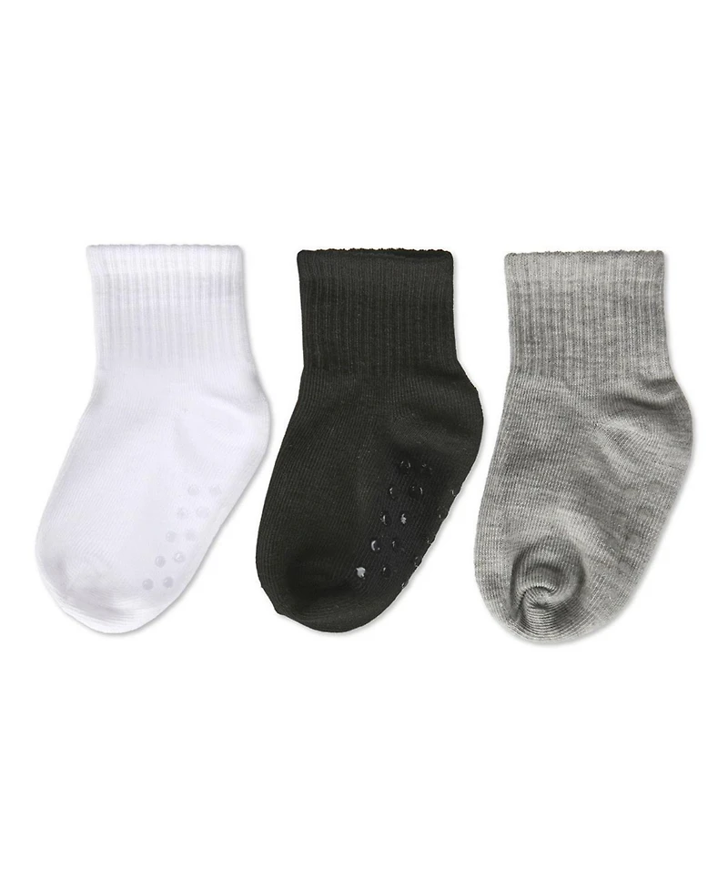 MeMoi Little Girls 3 Pairs Unisex Ribbed Non-Skid Ankle Socks