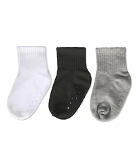 MeMoi Little Girls 3 Pairs Unisex Ribbed Non-Skid Ankle Socks