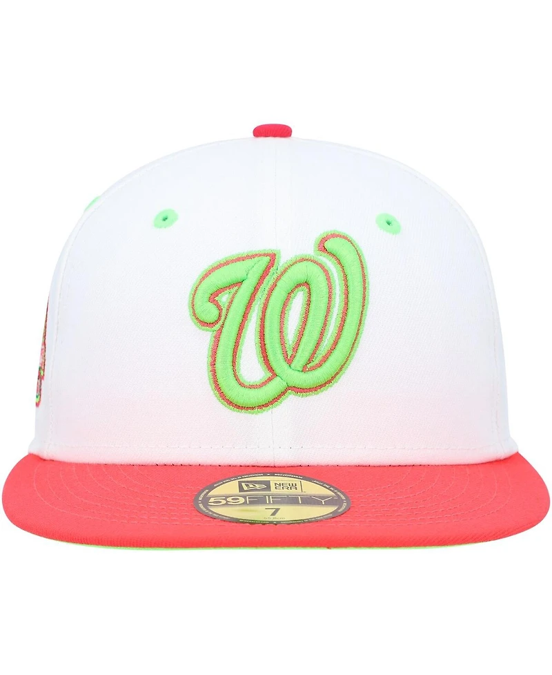 Men's New Era White, Coral Washington Nationals Robert F. Kennedy Memorial Stadium Strawberry Lolli 59FIFTY Fitted Hat