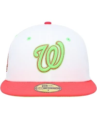 Men's New Era White, Coral Washington Nationals Robert F. Kennedy Memorial Stadium Strawberry Lolli 59FIFTY Fitted Hat