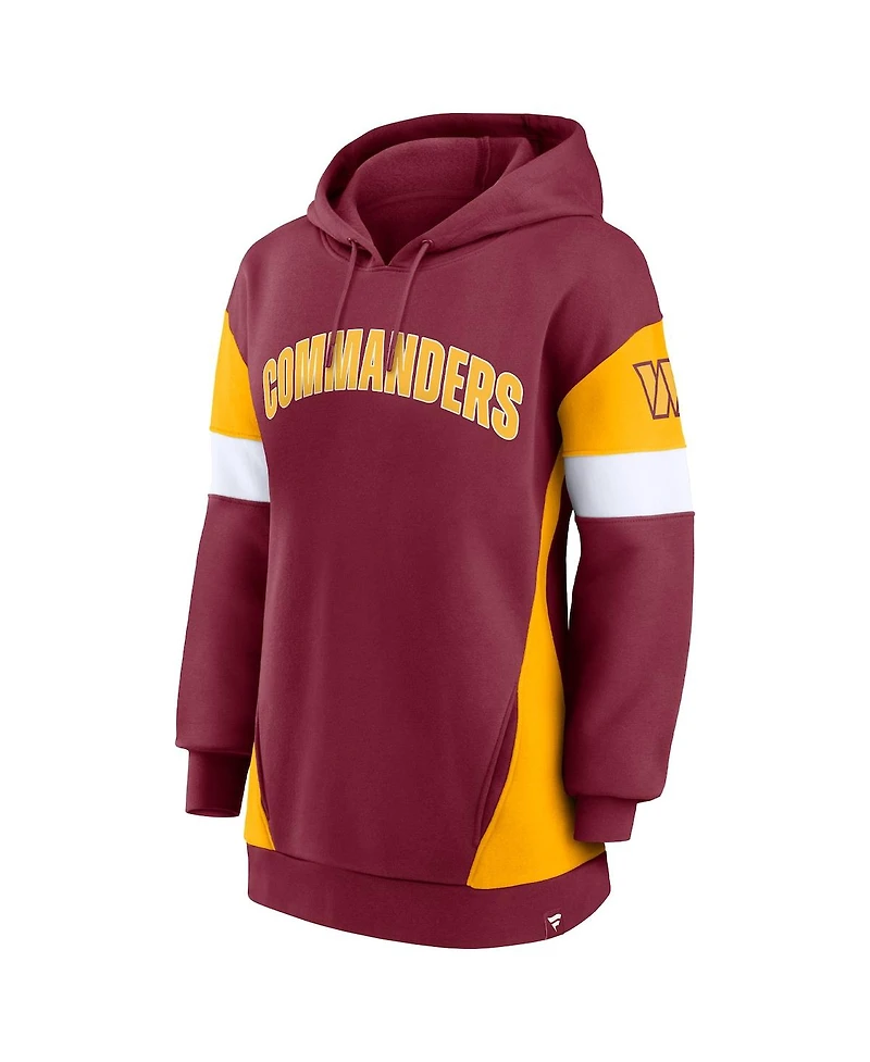 Women's Fanatics Burgundy, Gold Washington Commanders Lock It Down Pullover Hoodie