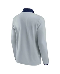 Men's Fanatics Gray, Deep Sea Blue Seattle Kraken Omni Polar Fleece Quarter-Snap Jacket