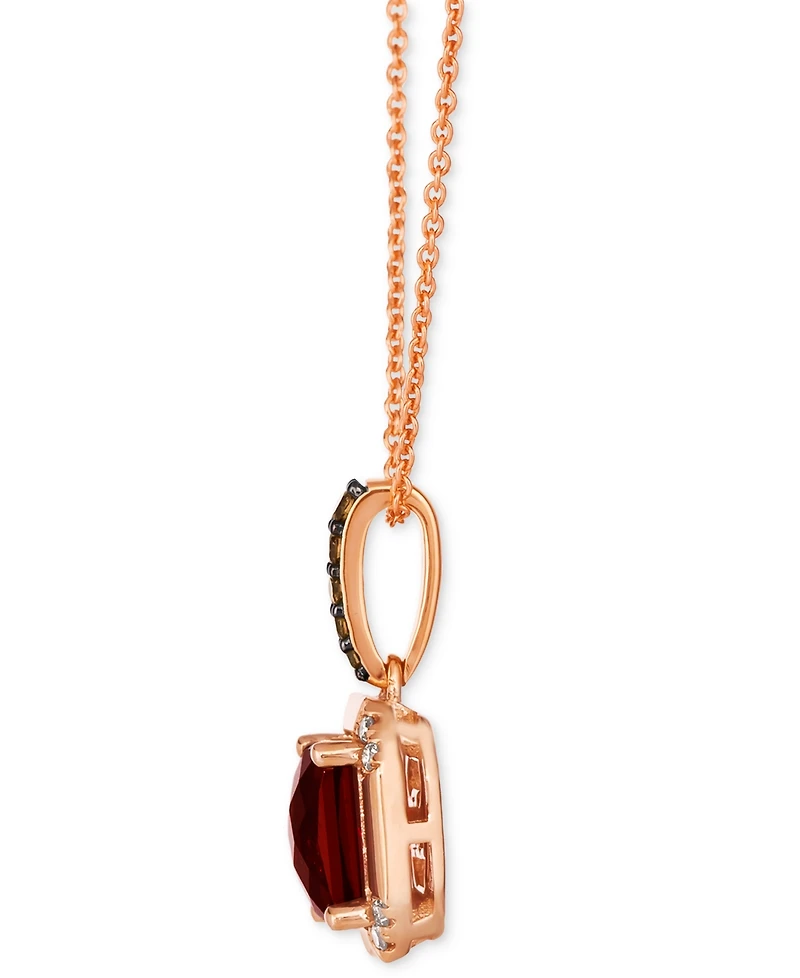 Le Vian Pomegranate Garnet (1-3/8 ct. t.w.) & Diamond (1/8 ct. t.w.) Pendant Necklace in 14k Rose Gold, 18" + 2" extender
