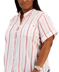 Tommy Hilfiger Plus Cotton Striped Camp Shirt