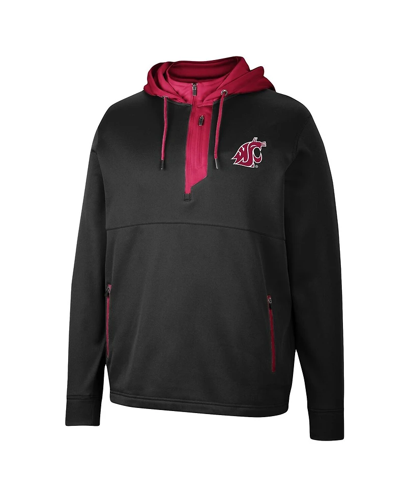 Men's Colosseum Black Washington State Cougars Luge 3.0 Quarter-Zip Hoodie