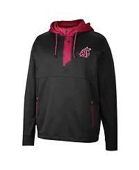 Men's Colosseum Black Washington State Cougars Luge 3.0 Quarter-Zip Hoodie