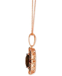 Le Vian Chocolate Quartz (3-1/2 ct. t.w.) & Diamond (3/4 ct. t.w.) Double Halo Pendant Necklace in 14k Rose Gold, 18" + 2" extender