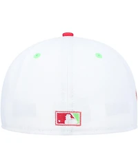 Men's New Era White, Coral Chicago White Sox Cooperstown Collection Comiskey Park 75th Anniversary Strawberry Lolli 59FIFTY Fitted Hat