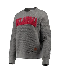 Women's Pressbox Heather Charcoal Oklahoma Sooners Moose Quilted Pullover Sweatshirt