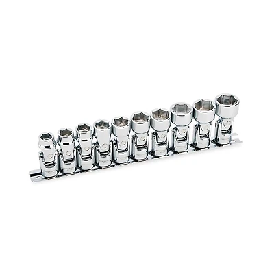 Powerbuilt 10 Piece 3/8 Inch Drive Metric Universal 6 Point Socket Set