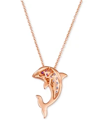 Le Vian Strawberry Ombre Sapphire Dolphin Pendant Necklace (1/4 ct. t.w.) in 14k Rose Gold, 18" + 2" extender