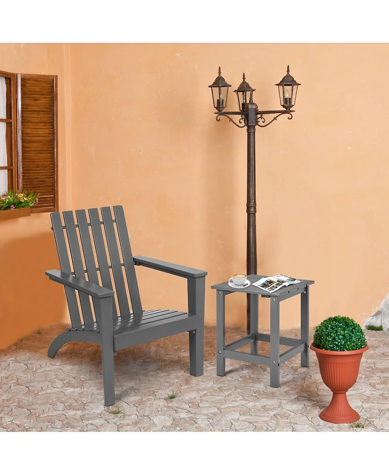 Costway 2PCS Patio Adirondack Chair Side Table Set Solid Wood Garden Deck
