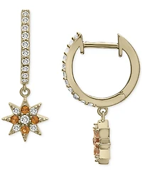 2-Pc. Set Citrine (1/4 ct. t.w.) & Lab-grown White Sapphire (1/2 ct. t.w.) Hoop & Dangle Star Earrings in 14k Gold-Plated Sterling Silver