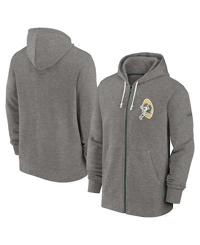 Men's Nike Heather Charcoal Green Bay Packers Historic Lifestyle Full-Zip Hoodie