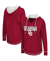 Women's Colosseum Crimson Oklahoma Sooners Tunic Pullover V-Neck Hoodie
