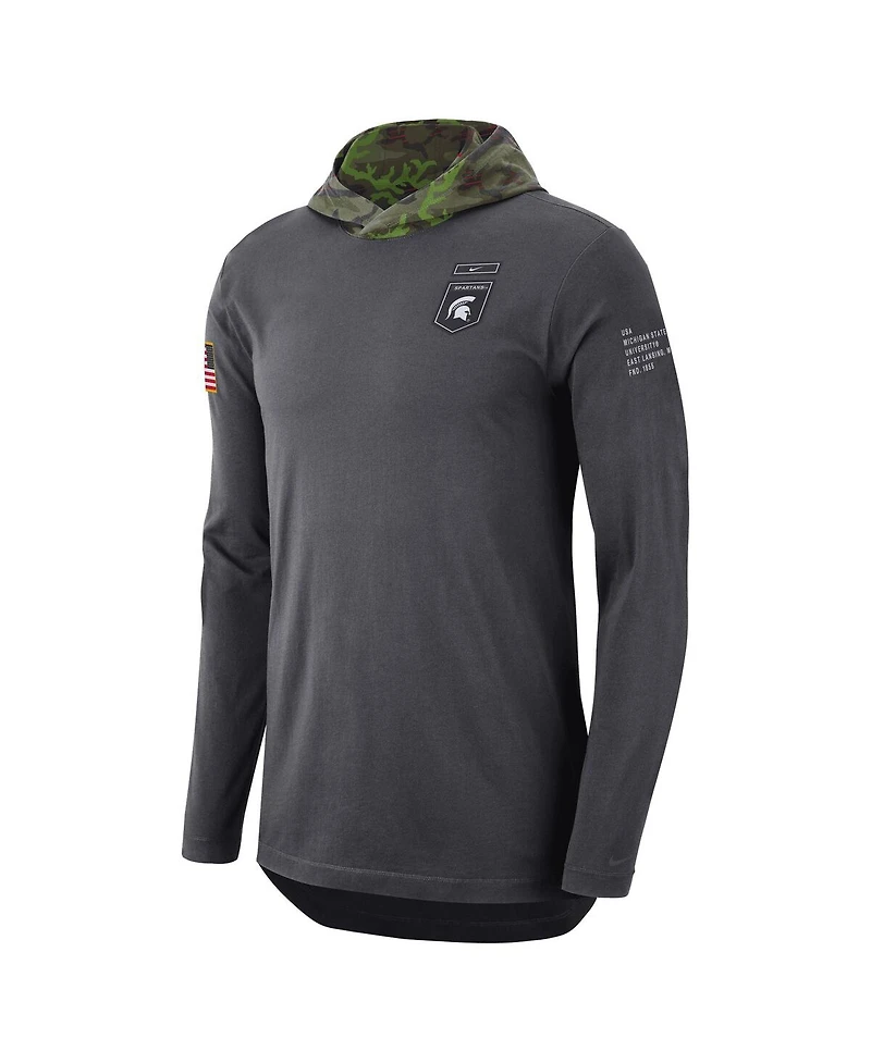 Men's Nike Anthracite Michigan State Spartans Military-Inspired Long Sleeve Hoodie T-shirt