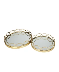 Rosemary Lane Stainless Steel Mirrored Tray, Set of 2, 18", 14" W