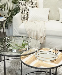 The Novogratz Silver Stainless Steel Metal Mirrored Tray, Set of 2
