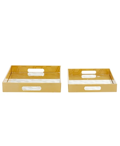 CosmoLiving by Cosmopolitan Plastic Mirrored Geometric Tray, Set of 2, 14", 16" W