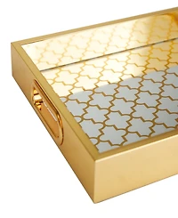 Rosemary Lane Plastic Mirrored Geometric Tray, Set of 2, 16", 14" W