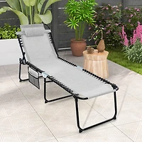 Costway Folding Beach Lounge Chair Heightening Design Patio Lounger