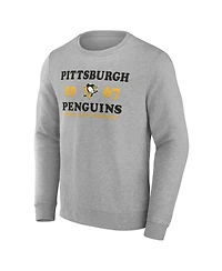 Men's Fanatics Heather Charcoal Pittsburgh Penguins Fierce Competitor Pullover Sweatshirt