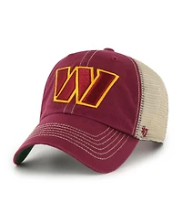 Men's '47 Brand Burgundy, Natural Washington Commanders Trawler Clean Up Trucker Snapback Hat