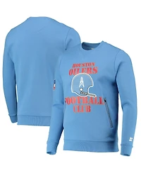 Men's Starter Light Blue Houston Oilers Locker Room Throwback End Zone Pullover Sweatshirt