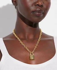 Coach Quilted Padlock Necklace