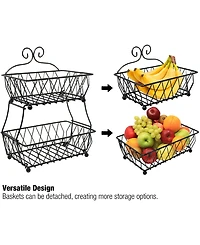 Sorbus 2-Tier Wire Bread Basket Stand - for Kitchen Countertop Organization & Display Rack, Fruit & Bread Basket