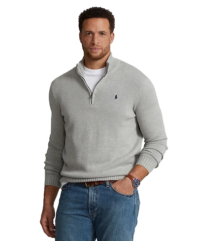 Polo Ralph Lauren Men's Big & Tall Cotton Quarter-Zip Sweater