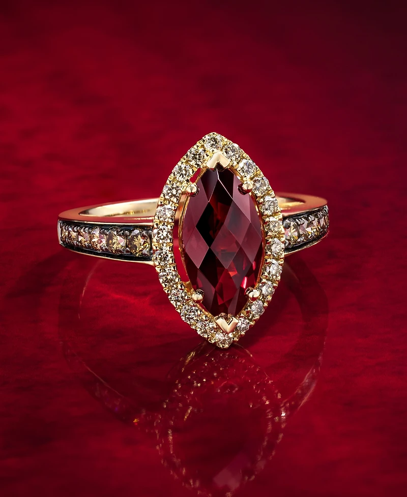 Le Vian Pomegranate Garnet (2 ct. t.w.) & Diamond (1/2 Halo Ring 14k Rose Gold