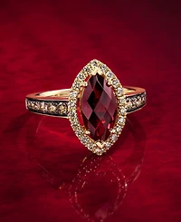 Le Vian Pomegranate Garnet (2 ct. t.w.) & Diamond (1/2 Halo Ring 14k Rose Gold