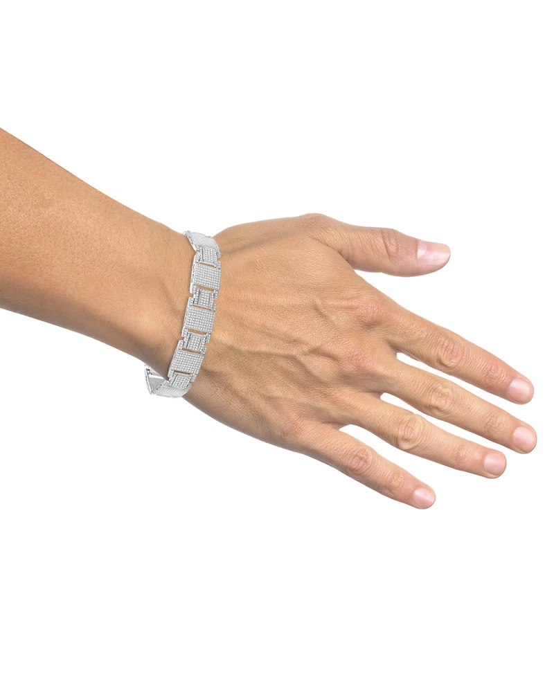 Men's Diamond Pave Square Link Bracelet (6-1/2 ct. t.w.) in 10k White Gold