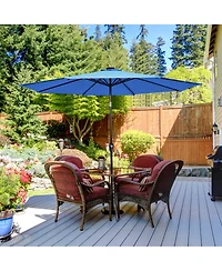 10' Solar Led Lighted Patio Market Umbrella Shade Tilt Adjustment