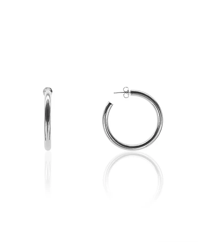 Oma The Label Liv 1 1/2" Medium Hoops in White Gold- Plated Brass, 40mm