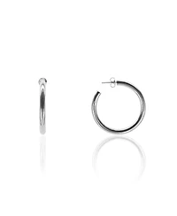 Oma The Label Liv 1 1/2" Medium Hoops in White Gold- Plated Brass, 40mm