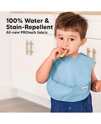 KeaBabies 3-Pack Waterproof Baby Bibs for Eating, Lightweight, Mess Proof Toddler with Food Catcher
