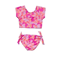 Snapper Rock Big Girls Toddler|Child Hibiscus Hype Crop Ss Rash Top Set