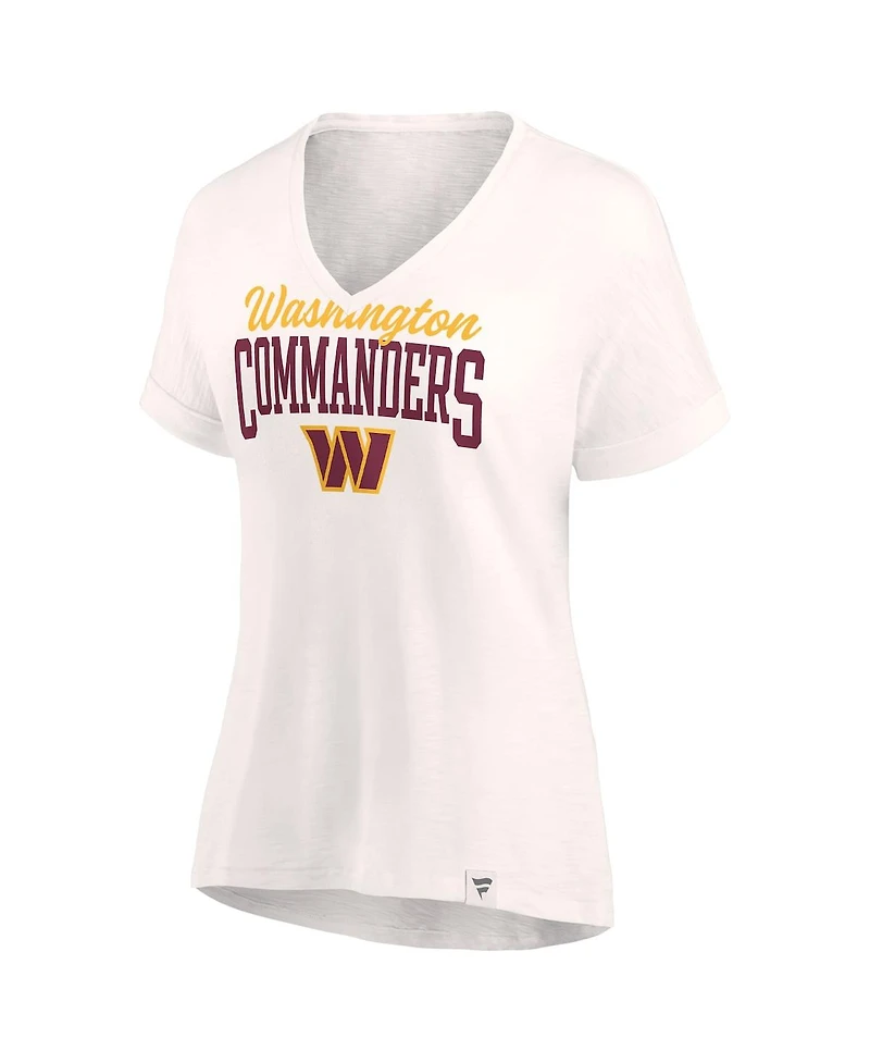 Women's Fanatics Oatmeal Washington Commanders Motivating Force V-Neck T-shirt