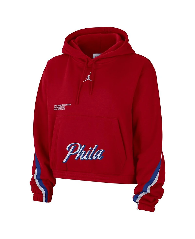 Women's Jordan Red Philadelphia 76ers Courtside Statement Edition Pullover Hoodie