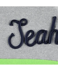 Women's Touch Heathered Gray, College Navy Seattle Seahawks Outfield Deep V-Back Pullover Sweatshirt