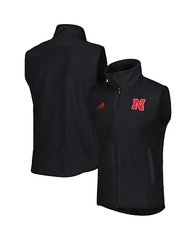 Men's adidas Black Nebraska Huskers Full-Zip Vest