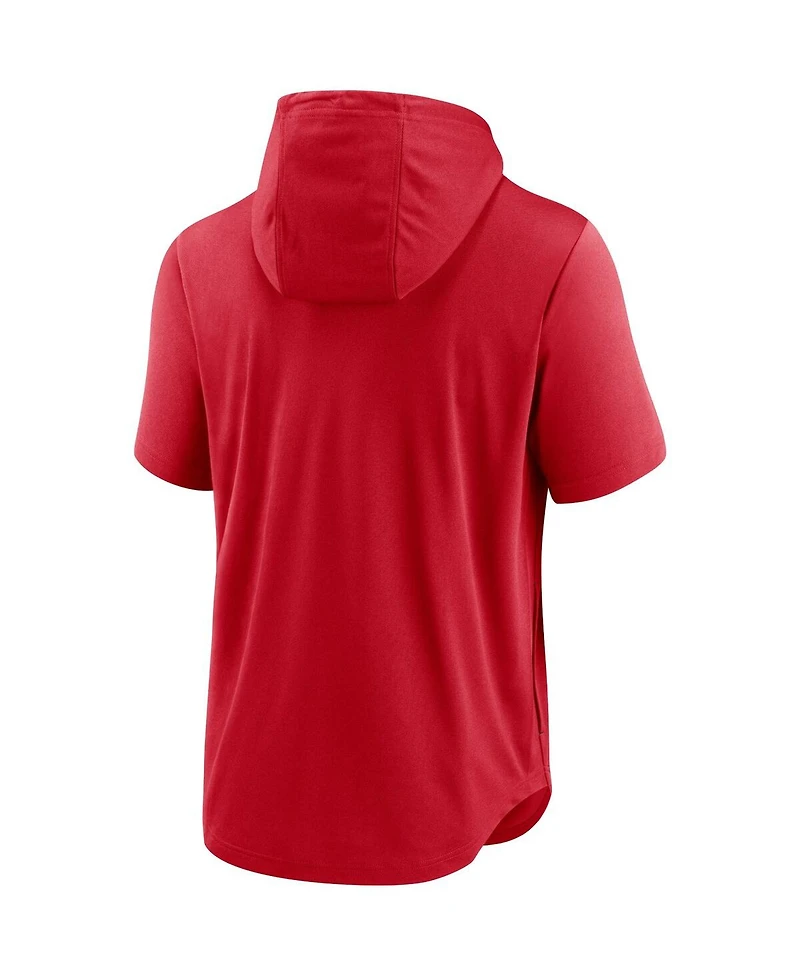 Men's Nike Red Washington Nationals Logo Lockup Performance Short-Sleeved Pullover Hoodie