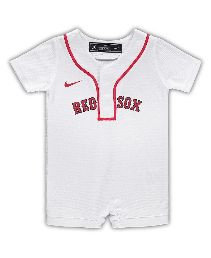 Newborn and Infant Boys and Girls Nike White Boston Red Sox Official Jersey Romper