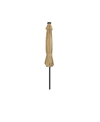 9 ft. Patio Solar Power Led lights Market Umbrella with Bronze Round Base